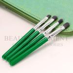Green 4pcs Eyeshadow Makeup Brush Set 9.6cm Shinny Silver Ferrule