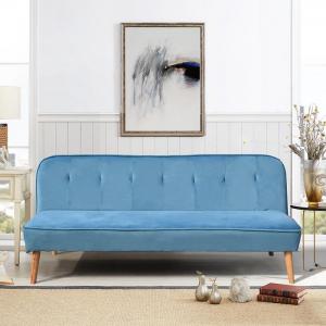 Wholesale Blue Velvet 3 Seater Sofa Bed Foldable Sofa Bed With Wood Feet from china suppliers