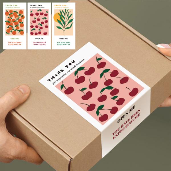 Rectangle Thank You Stickers For Gift Box Seal Tag Labels Happy Post Labels Open