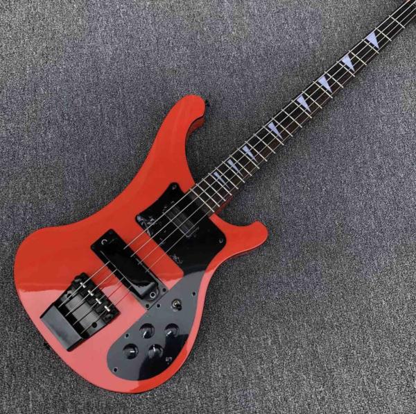Red 4 strings Ricken 4003 Bass guitar,Rosewood fingerboard Black pick guard and