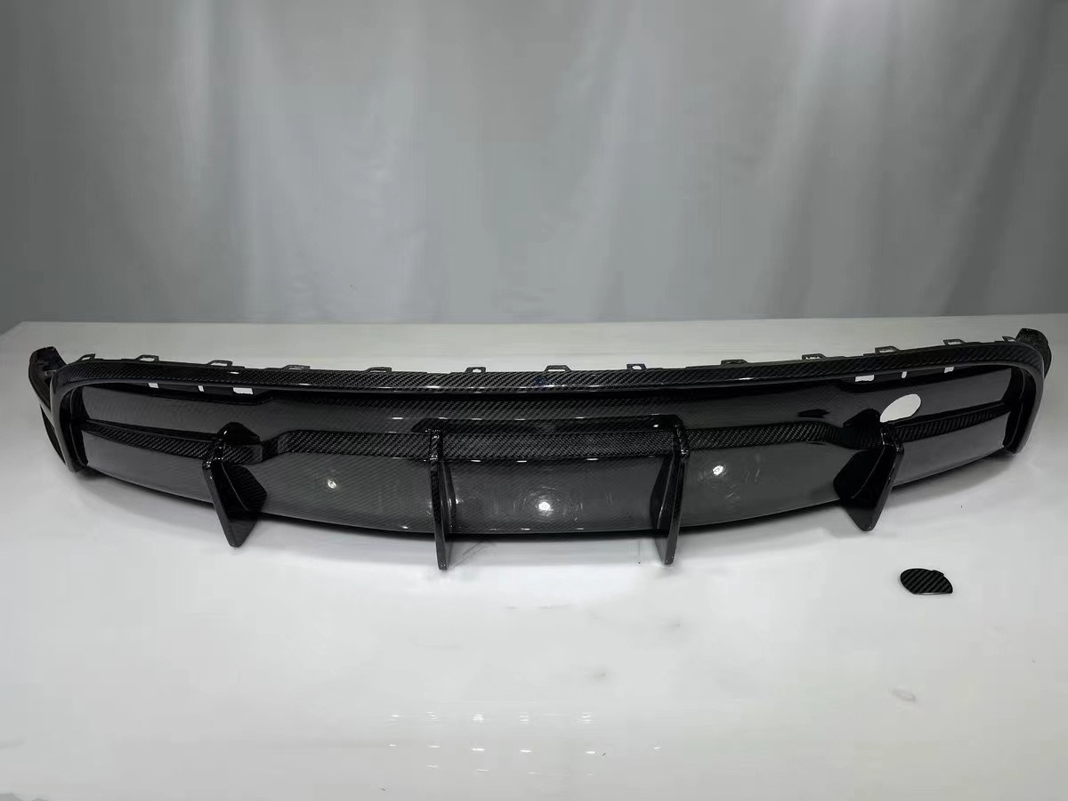 Bright White Model Y Widebody Customized Rear Diffuser Bumper Dry Carbon Fiber