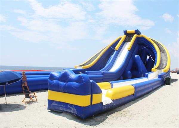 3 Lanes Inflatable Giant Slide , Pool Blow Up Water Slide Massive For Beach