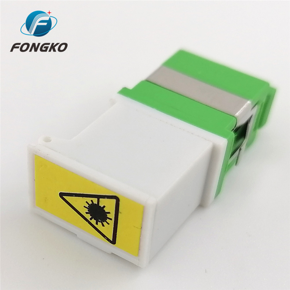 Auto Shutter APC Simplex Singlemode White Green Shell metal shrapnel Adapters SC/APC Fiber Optic Adapter