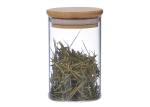 Airtight Glass Food Storage Jars Round Shape Customized Logo With Screw Wood Lid
