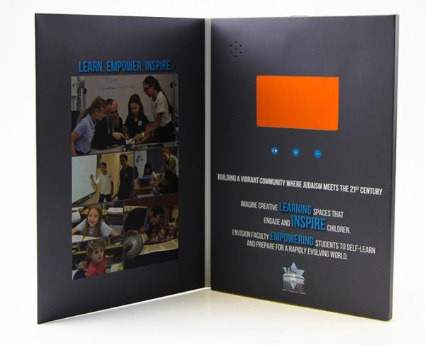 Lcd brochures 7 inch paper business card lcd video invitation/lcd greeting card