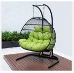 Double Seater Stand Modern Green Cushions Swing Chair for Custom Patio Gardening