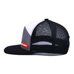 7 Panel Flat Bill Rubber Patch Logo Polyester Mesh Snapback Cap Mixed Color