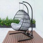 Double Seater Stand Modern Green Cushions Swing Chair for Custom Patio Gardening