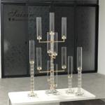 ZT-558 Bling New wedding decoration gold candle holder 9 arms crystal candelabra