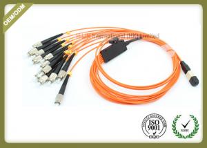 Orange Color Optical Fiber Jumper 12 Core 0.10dB Reability For Medical Sensing System