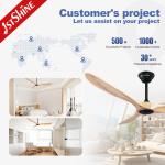APP Controlled Ceiling Fan with Solid Wood Blades Natural Wood Modern Deluxe No