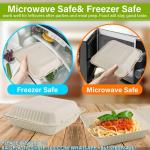 100% Compostable Clamshell Take Out Food Containers [8X8" 3-Compartment 50-Pack]