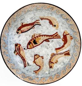 Wholesale Gold Fish Nautical Medallion Round Mosaic Art Patterns Mosaic Pool Tiles Colourful from china suppliers