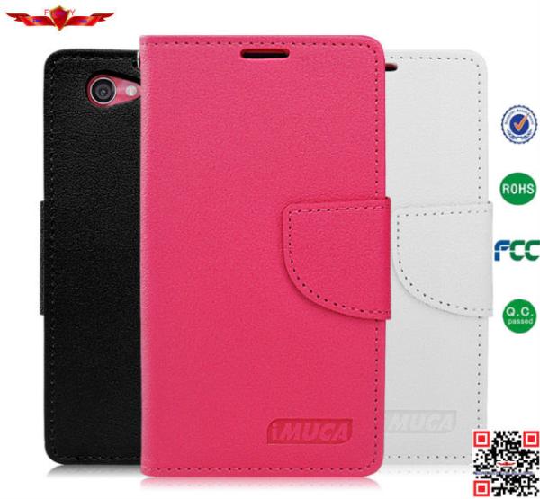 100% Quaify Colorful PU Wallet Leather Cover Cases For Sony Xperia Z1 Mini/Amami