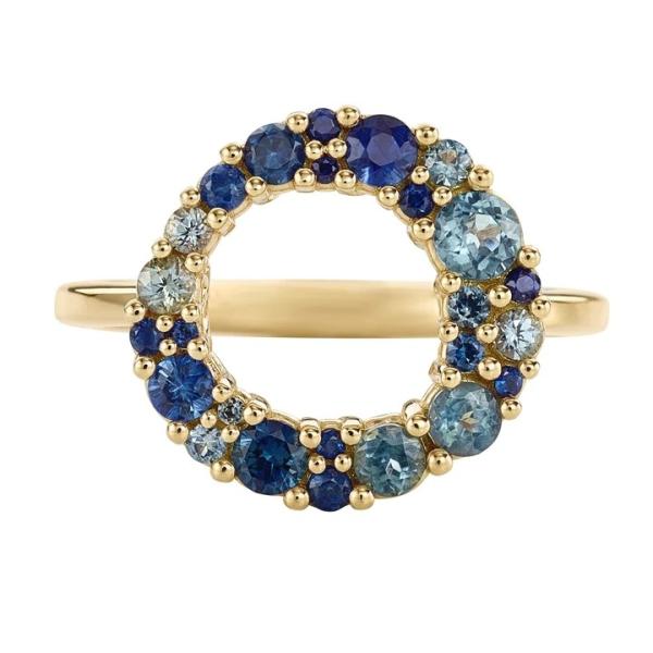 18K Gold Bubble Multi Color Sapphire Cubic Zircon 925 Sterling Silver Women's