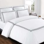 128x68 Fabric Density Embroidery White Comforter Sets Duvet Cover for Hotel