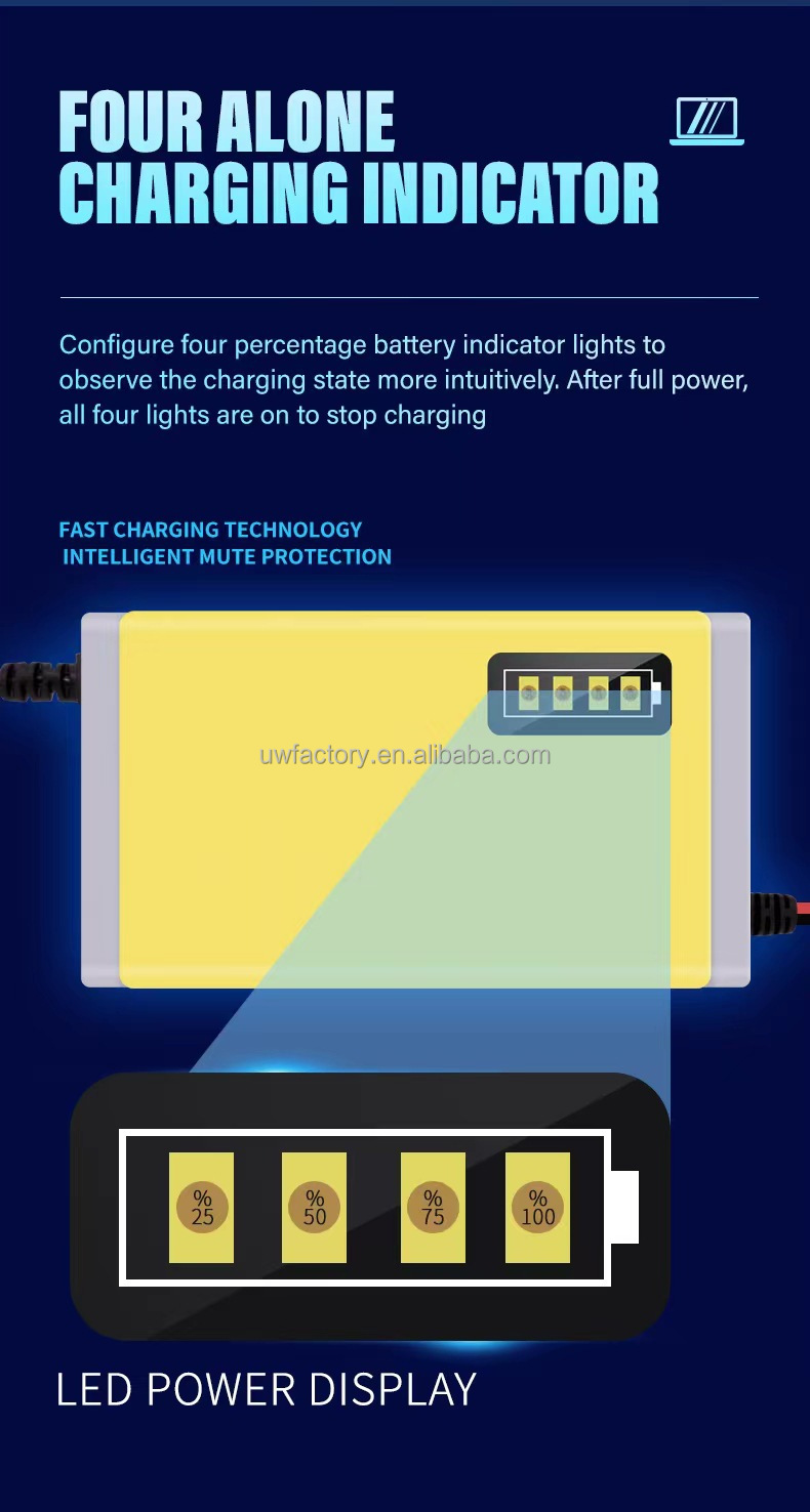 Connector Current Protection 12V 6A 8A 10A Fully Automatic 7 Stage Smart Battery Charger for Lead Acid GEL AGM