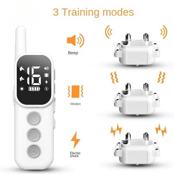 Waterproof Rechargeable Fashion Pet Training Collar 800m Remote Control Electric Shock Vibration Warning Portable Dog Trainer