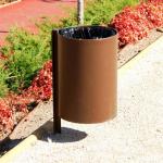 Antique Corten Steel Urban Trash Can Dia 390mm Round Metal Litter Bins