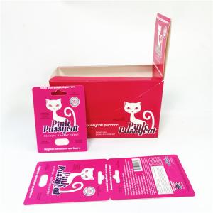 Wholesale Hot Sale Male Capsule Enhancement Pills Packaging Card Box Printing Pink Pussycat Paper Card Promotion from china suppliers