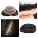 Mens Toupee French Lace Front Hairpiece Poly Skin PU Hair System Replacement OCT