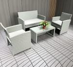 White Rattan Superior Garden Patio Set 4pc Wide Armrest Sofa Set Chair Table Set