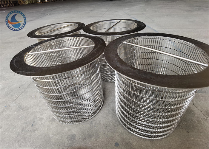 Ss 304 Shaped 450mm Wedge Wire Filter Basket With Handle Slot Wire Backwash