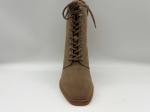 Womens lace up high heel ankle boots，soft cow suede leather with Plush thermal