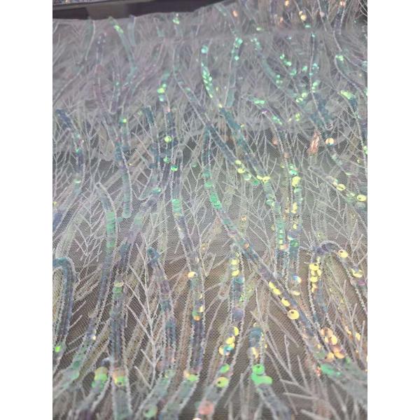 Wholesale Wave Pattern Net Base Embroidery Sequin Fabric for Dresses Covers Accessories