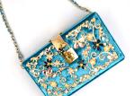 Blue Printing Flannel Evening Clutch Bags With Small Bling Crystals Accessories