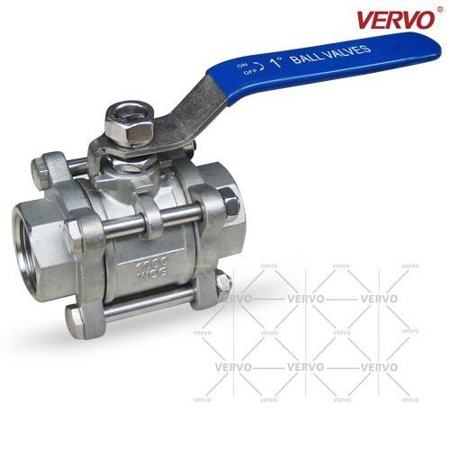DN25 3pcs Ball Valve 1 Inch 1000wog Fnpt Cf8 DN25 Floating Type Ball Valve Three