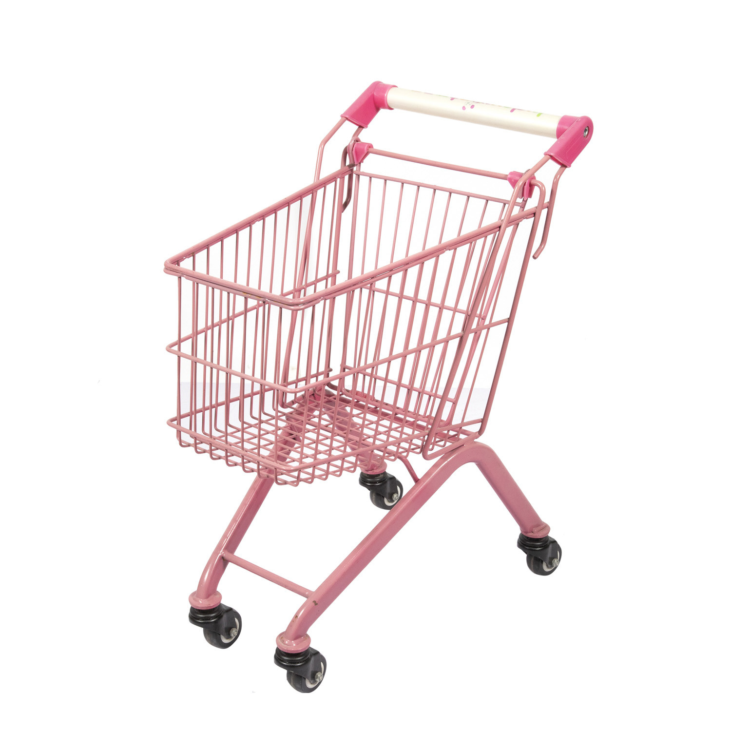 Pink 20L Supermarket Mini Kids Shopping Carts Toy Metal Childrens Shopping Trolley
