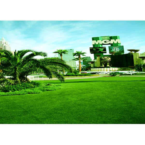 Soft Durable Outdoor Artificial Grass Lawns S Shaped 20mm - 45mm Pile Height