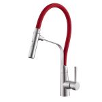 Factory good quality single handle flexible colorful kitchen faucet with black
