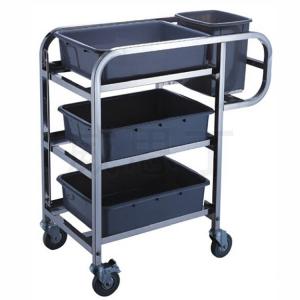China 3 - Layer Stainless Steel Hand Trolley With Basins And Buckets on sale