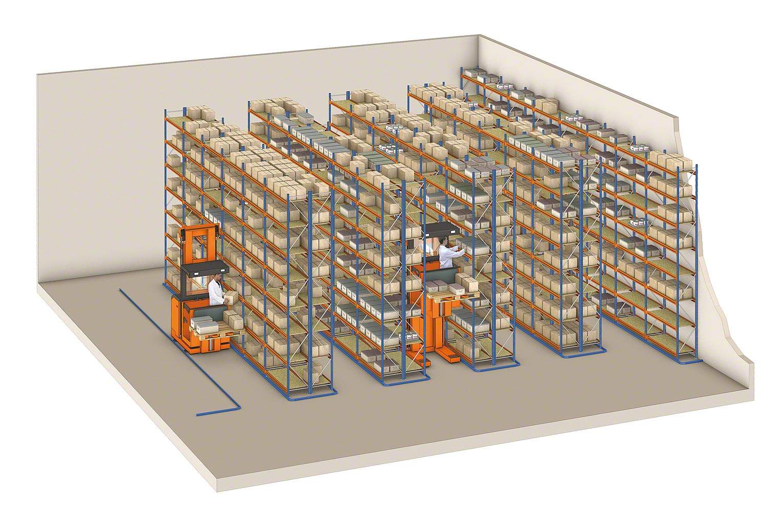 Weight Capacity 1500 Kg - 4500 Kg Per Level Very Narrow Aisle Racks