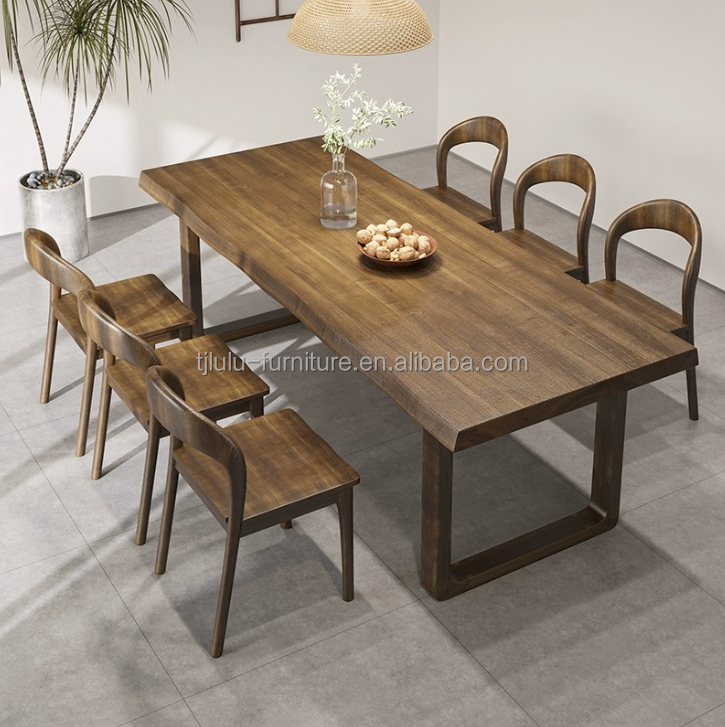 Japanese Luxury Seat Dining Room Furniture Table Rectangular Solid Wood Dining Table Set without Folded Villa for Villa