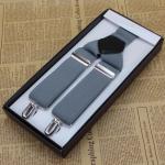 Pure Color Braces Polyester Mens Trouser Braces 3.5cm Solid Leather Suspenders