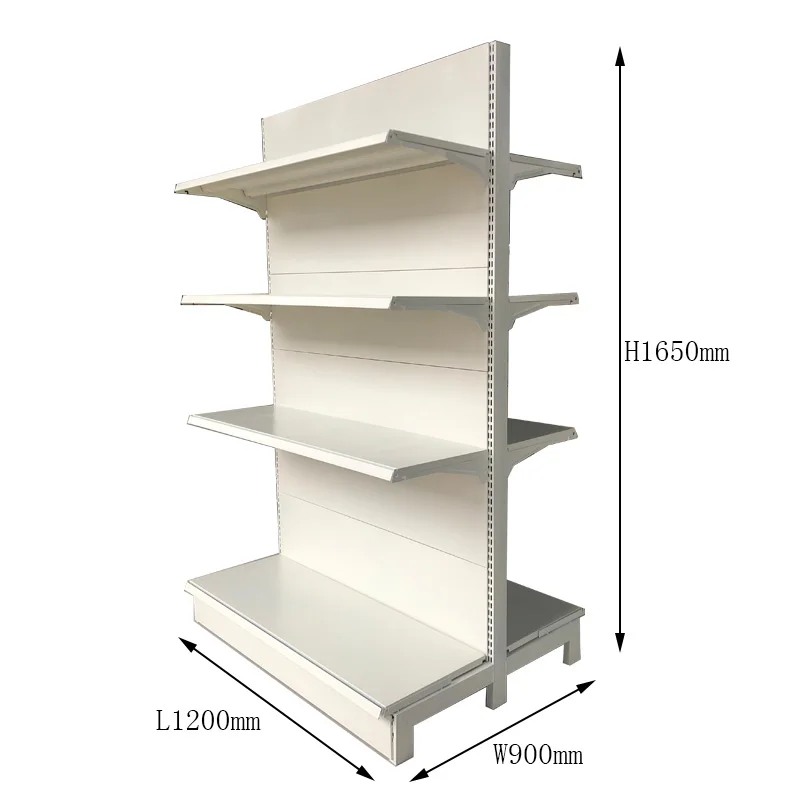 Factory Custom size color White double-sided metalicas para local gondola shelf