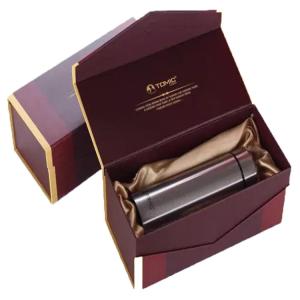 Wholesale custom stainless steel cup hinged packaging box luxury mug box with silk clothing tray from china suppliers