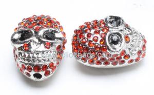 Wholesale Red Crystal Pave Rhodium Pave Alloy Skull Beads AL15040 Jewelry Beads Findings from china suppliers