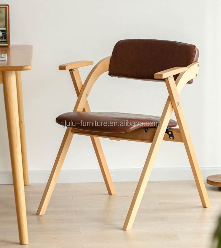 Wood Dining Chair Living Room in Modern Style W52.5*D60*H77.5CM with Foldable Design