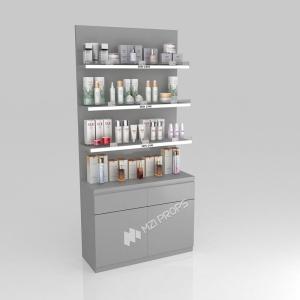 Wholesale Makeup Display Stand Grey Wooden Simple Counter For Fashion-Forward Store Decoration And Compact Shop Stand from china suppliers