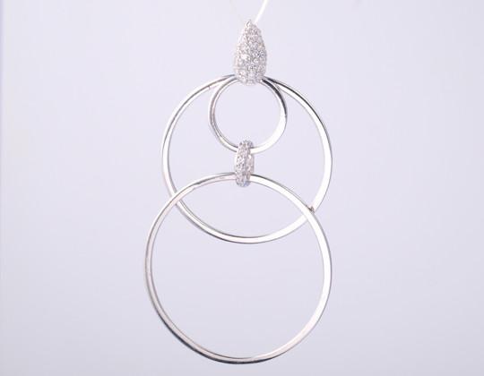Round Circles Shape Geometric Collection Pendant With CZ Stones 925 Sterling