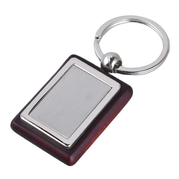 Custom LOGO design promotion business gift rectangle shape blank wooden keychain