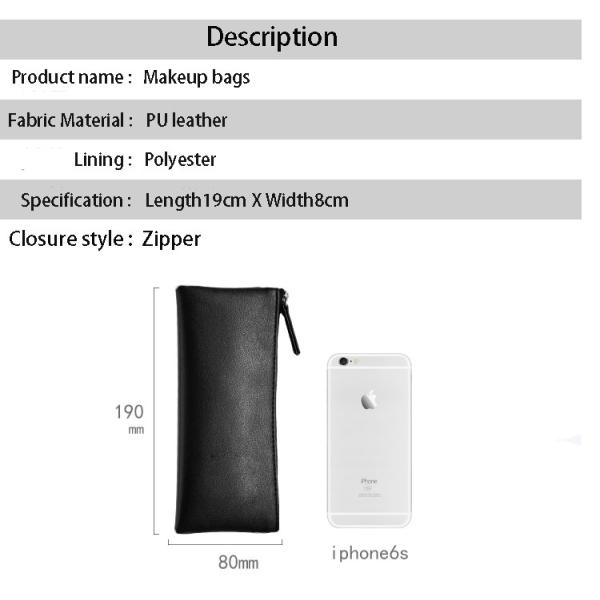 Simple pen bag large capacity students simple creative PU leather carry-on handbag makeup pencil case