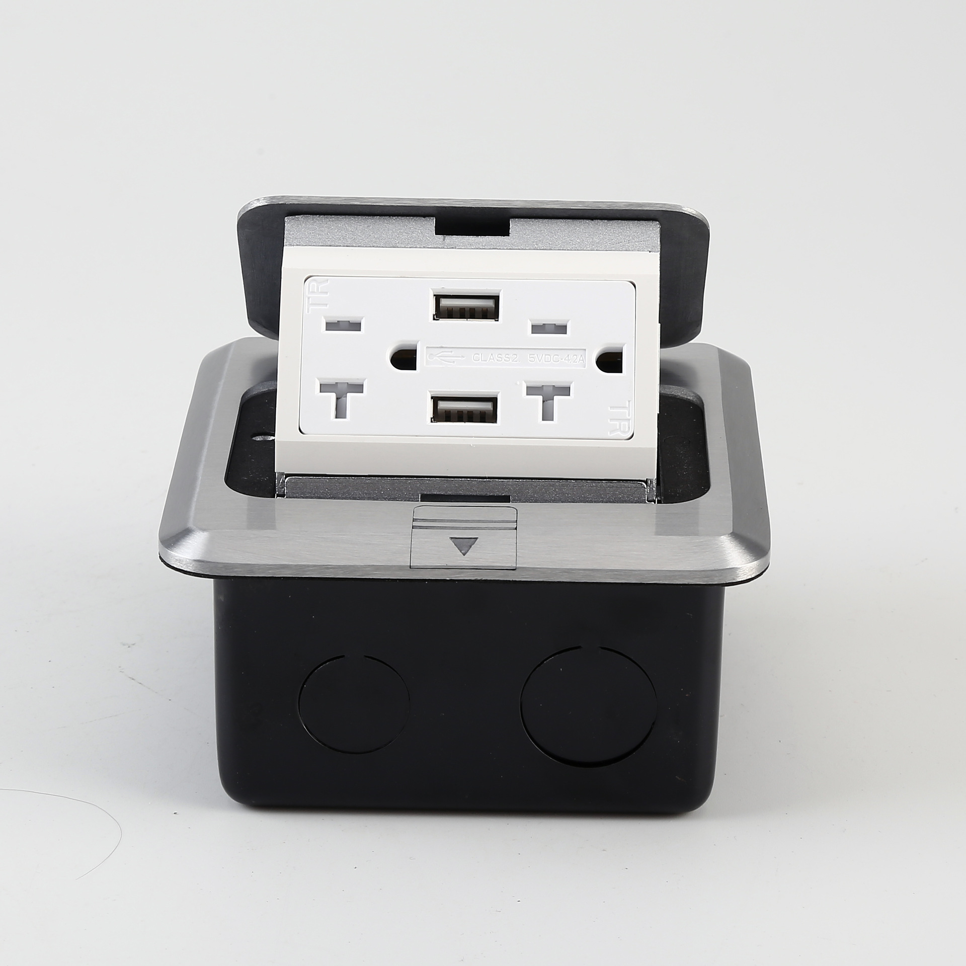 European Standard Aluminum Alloy Soft Slow Pop-up Type Electrical Floor Plug Socket 250V