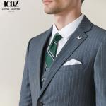 Men's 2 Pieces Business Outfit Vertical Striped Notch Lapel Single-breasted Two