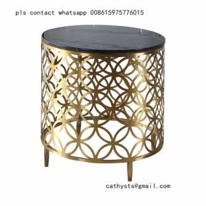 Wholesale gold-plating stainless steel marble table laser cutting design for hotel lobby from china suppliers