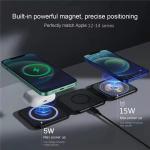 Magnetic 3 In 1 Foldable Wireless Charger iPhone 12-15 15w Fast Wireless
